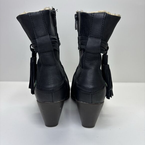 El Naturalista Black Leather Winter Boots 37 Fleece Lined Comfort Boho Chic Eco - Picture 9 of 16